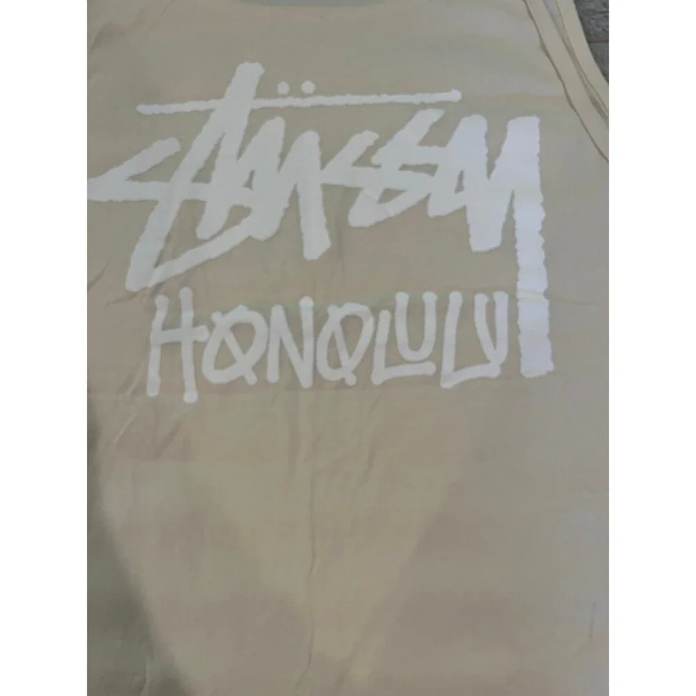 Stüssy Honolulu Tank Top – Men’s 2XL (Size Tag Cut) – Rare Discontinued – Cream/